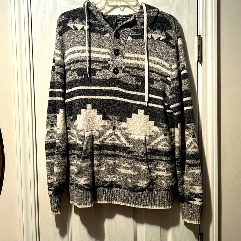 🦅American Eagle Vintage Aztec Pull Over Hoodie Sweater Unisex